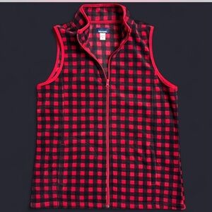 Basic Editions Red and Black Plaid Vest